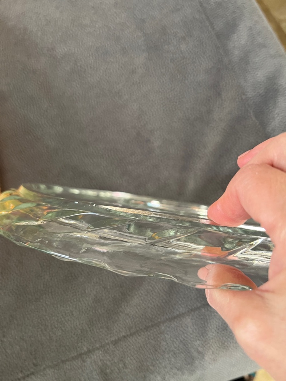 VTG Colony Crafts 14” Crystal Glass Serving Platter Heavy Cake Plate Round Box - Picture 5 of 7